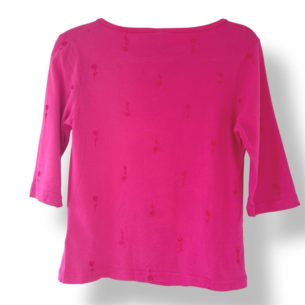 Johnny Was Collection Pink 100% Cotton Embroidered Rose Top XL Rare Vintage USA